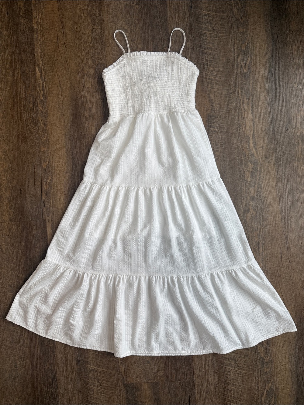 Cat & Jack Girls White Sleeveless Tiered Sundress Never Worn Size Large 10/12